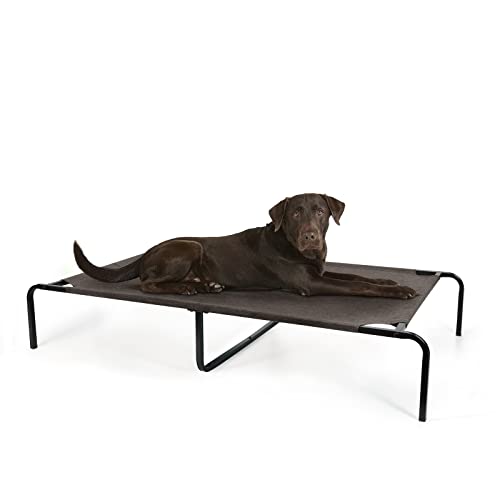 Elevated Dog Bed, Cooling Outdoor Raised Dog Pet Cot for Small Dogs Portable Waterproof Puppy Cots Beds with Washable Mesh for Indoor, Outdoor, 44in, Dark Brown