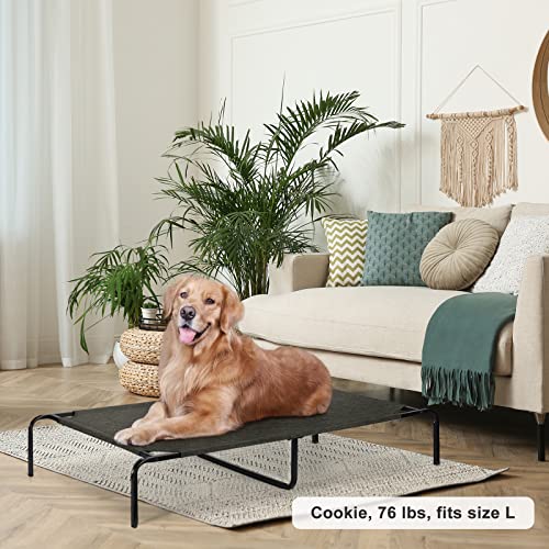 Elevated Dog Bed, Cooling Outdoor Raised Dog Pet Cot for Small Dogs Portable Waterproof Puppy Cots Beds with Washable Mesh for Indoor, Outdoor, 44in, Dark Brown