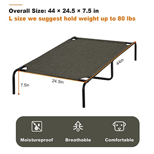 Elevated Dog Bed, Cooling Outdoor Raised Dog Pet Cot for Small Dogs Portable Waterproof Puppy Cots Beds with Washable Mesh for Indoor, Outdoor, 44in, Dark Brown