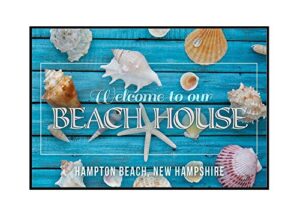 hampton beach, new hampshire, welcome to our beach house, seashells (36×24 framed gallery wrapped stretched canvas)