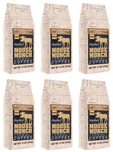 moose munch gourmet ground coffee by harry & david, 6/12 oz bags (butterscotch caramel)
