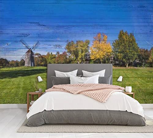 JWHFZMANPYK Wallpaper Peel & Stick Classical Vintage House East Hampton Old Hook Mill Self Adhesive Wall Mural Poster Removable Sticker Large 3D Wallpaper Home Decor for Bedroom Living Room