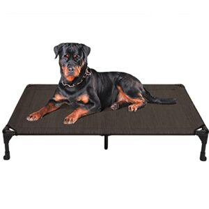veehoo cooling elevated dog bed, outdoor raised dog cots beds with washable & breathable mesh, no-slip rubber feet, portable chewproof pet bed for indoor & outdoor, x-large, brown
