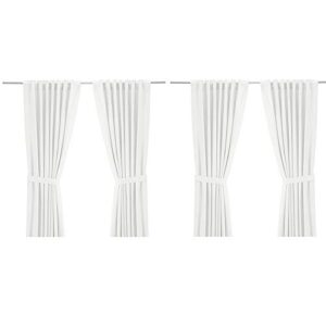 ikea ritva 401.119.92 white curtain set, 2 panels with tie-backs – size: w: 57″ x l98, 100% cotton, pair of 2