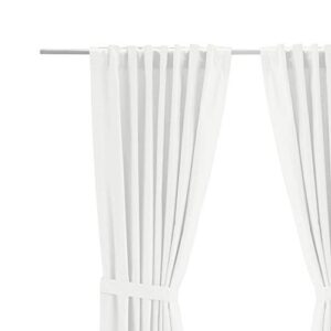 IKEA Ritva 401.119.92 White Curtain Set, 2 Panels with Tie-Backs - Size: W: 57" x L98, 100% Cotton, Pair of 2