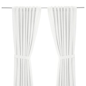 IKEA Ritva 401.119.92 White Curtain Set, 2 Panels with Tie-Backs - Size: W: 57" x L98, 100% Cotton, Pair of 2