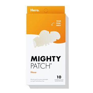 mighty patch nose from hero cosmetics – xl hydrocolloid patches for nose pores, pimples, zits and oil – dermatologist-approved overnight pore strips to absorb acne nose gunk (10 count)