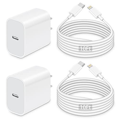 iPhone Charger 10 FT [Apple MFi Certified] 2Pack iPhone 13 14 Charger Fast Charging with USB C to Lightning Cable,20W PD USB C Charger Block Long iPhone Charger Compatible with iPhone 14/13/12/11,iPad