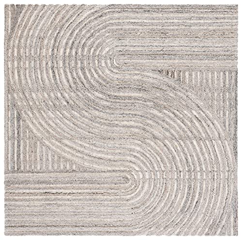 SAFAVIEH South Hampton Collection 6' Square Beige SHA301B Handmade Abstract Wool Area Rug