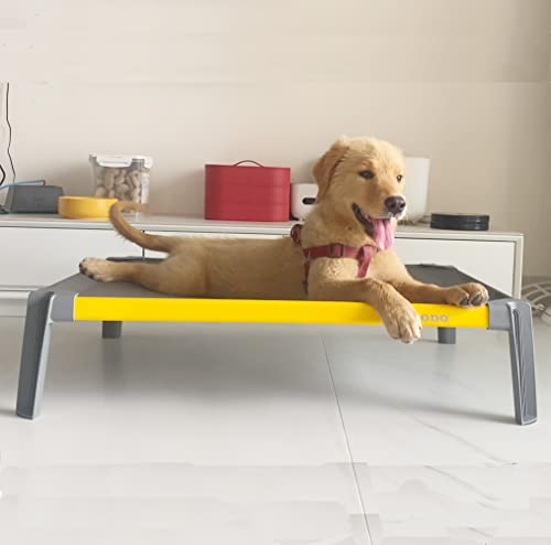 ROODO Elevated Dog Bed Cooling Raised Dog Bed Aluminum Frame and Durable Teslin Mesh Fabric Pet Cot Easy Installation Without ToolsUnique Design of Non-Slip Feet Pet Bed Indoor or Outdoor Used Medium