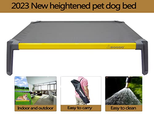 ROODO Elevated Dog Bed Cooling Raised Dog Bed Aluminum Frame and Durable Teslin Mesh Fabric Pet Cot Easy Installation Without ToolsUnique Design of Non-Slip Feet Pet Bed Indoor or Outdoor Used Medium