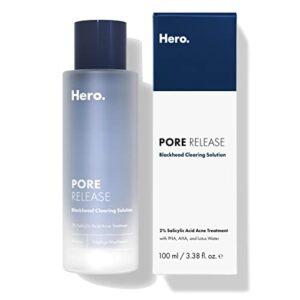 hero cosmetics pore release blackhead clearing solution – exfoliating toner featuring bha, pha, aha and 2% salicylic acid (100 ml)