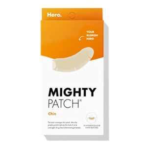 mighty patch chin from hero cosmetics – xl contoured hydrocolloid chin patch for blemishes and pimples, non-irritating, vegan-friendly, not tested on animals (10 count)