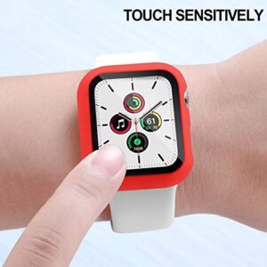 Charlam Compatible with Apple Watch Case 44mm iWatch SE Series 6 5 4 with Screen Protector, Slim Guard Thin Bumper Full Coverage Hard Cover Defense Edge for Women Men, Black White Red, 3 Pack