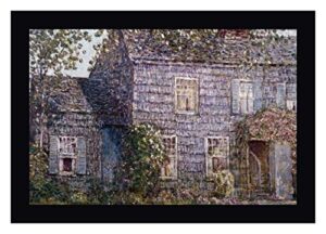 hutchison house, east hampton, long island by frederick childe hassam – 25″ x 36″ black framed canvas art print – ready to hang