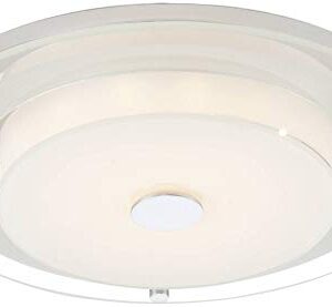 Possini Euro Design Clarival Modern Ceiling Light Flush-Mount Fixture 12 1/2" Wide Sleek Chrome Dimmable LED Clear Ring White Acrylic Diffuser for Bedroom Kitchen Living Room Hallway Dining House