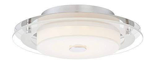 Possini Euro Design Clarival Modern Ceiling Light Flush-Mount Fixture 12 1/2" Wide Sleek Chrome Dimmable LED Clear Ring White Acrylic Diffuser for Bedroom Kitchen Living Room Hallway Dining House