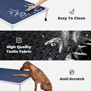 Veehoo Large Elevated Dog Bed – Chewproof Cooling Raised Dog Cots Beds, Outdoor Metal Frame Pet Training Platform with Skid-Resistant Feet, Breathable Textilene Mesh, 49 x 33 x 9 inch, Blue
