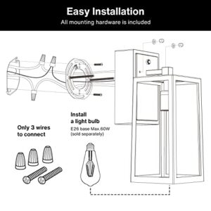 Lintem Porch Lights with GFCI Outlet, Industrial Outdoor Wall Mount Light Fixture Exterior with Rustic Wood Finish Dusk to Dawn Waterproof Wall Lantern for House Garage Doorway, Bulb Not Included