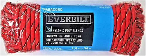 Everbilt 72515 Paracord in Red, 1/8" x 50'