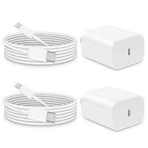 iphone charger fast charging, 【apple mfi certified】 2-pack 20w usb c fast charger with 6ft fast charging scsi cable for iphone 14/13/12/11/xs/8, ipad, airpods pro and more