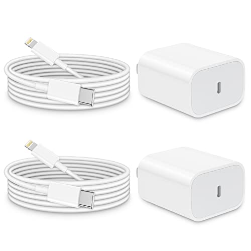 iPhone Charger Fast Charging, 【Apple MFi Certified】 2-Pack 20W USB C Fast Charger with 6FT Fast Charging SCSI Cable for iPhone 14/13/12/11/Xs/8, iPad, AirPods Pro and More