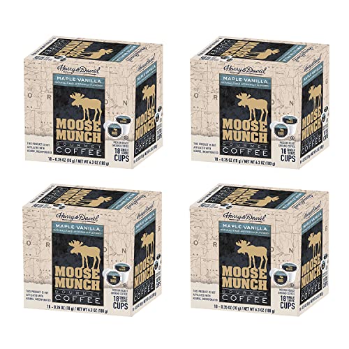 Moose Munch Single Serve Coffee by Harry & David, 4/18 ct boxes (72 Count) (Maple Vanilla)