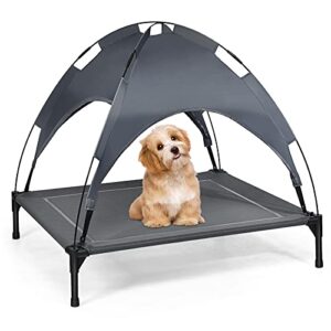 petsite cooling elevated dog bed, portable raised dog cot bed with removable canopy, outdoor pet hammock bed for small, medium & large dogs