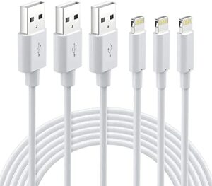 lightning cable mfi certified – iphone charger 3pack 6ft lightning to usb a charging cable cord compatible with iphone 14 13 12 mini pro max se 11 xs max xr x 8 7 6 plus 5s ipad pro airpods – white