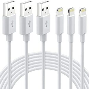 Lightning Cable MFi Certified - iPhone Charger 3Pack 6FT Lightning to USB A Charging Cable Cord Compatible with iPhone 14 13 12 Mini Pro Max SE 11 Xs Max XR X 8 7 6 Plus 5S iPad Pro Airpods - White