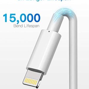 Lightning Cable MFi Certified - iPhone Charger 3Pack 6FT Lightning to USB A Charging Cable Cord Compatible with iPhone 14 13 12 Mini Pro Max SE 11 Xs Max XR X 8 7 6 Plus 5S iPad Pro Airpods - White