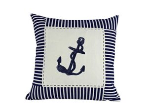 hampton nautical blue stripes decorative thrown living beach house pillow, 16″, anchor