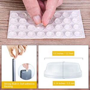 160 Pcs Cabinet Door Bumpers, 1/2" Diameter Self Adhesive Clear Cupboard Door Drawer Bumpers for Kitchen Cabinets Cutting Boards Picture Frames