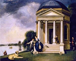 johann zoffany the shakespeare temple at hampton house, with mr. and mrs. david garrick 1762 tate britain london 30″ x 24″ fine art giclee canvas print (unframed) reproduction