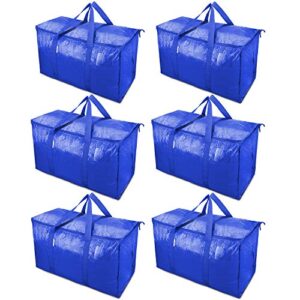 ticonn 6 pack extra large moving bags with zippers & carrying handles, heavy-duty storage tote for space saving moving storage