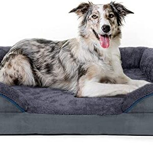 Bnonya Dog Bed, Dog Bed for Medium, Large Dogs, Bolster Pet Bed Couch with Removable Washable Cover, Egg Foam and Nonskid Bottom