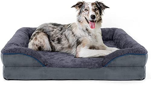 Bnonya Dog Bed, Dog Bed for Medium, Large Dogs, Bolster Pet Bed Couch with Removable Washable Cover, Egg Foam and Nonskid Bottom