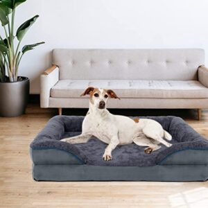 Bnonya Dog Bed, Dog Bed for Medium, Large Dogs, Bolster Pet Bed Couch with Removable Washable Cover, Egg Foam and Nonskid Bottom