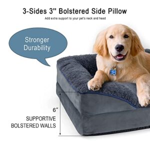 Bnonya Dog Bed, Dog Bed for Medium, Large Dogs, Bolster Pet Bed Couch with Removable Washable Cover, Egg Foam and Nonskid Bottom