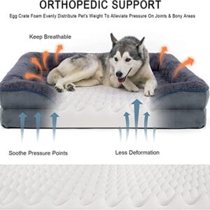 Bnonya Dog Bed, Dog Bed for Medium, Large Dogs, Bolster Pet Bed Couch with Removable Washable Cover, Egg Foam and Nonskid Bottom