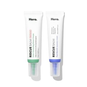 rescue balm original and +red correct bundle from hero cosmetics – post-blemish recovery cream, intensive nourishing and calming for dry, red-looking skin after a blemish – vegan-friendly (2 pack)