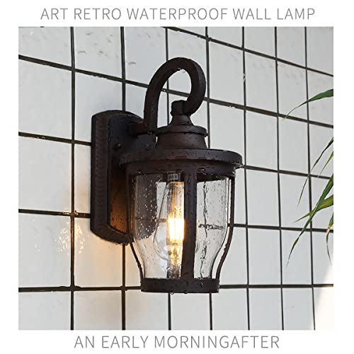 Miyole 12.5” Exterior Wall Light, Outdoor Wall Sconce Fixtures, Oil Rubbed Bronze Porch Light, Anti-Rust Wall Mount Lighting with Clear Seeded Glass for Exterior Porch Patio House Garage Farmhouse