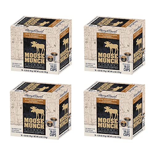 Moose Munch Single Serve Coffee by Harry & David, 4/18 ct boxes (72 Count) (Milk Chocolate Caramel)