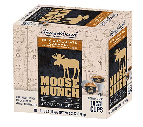 Moose Munch Single Serve Coffee by Harry & David, 4/18 ct boxes (72 Count) (Milk Chocolate Caramel)