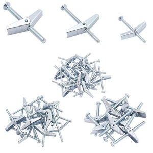 helifouner 24 pieces toggle bolt and wing nut for hanging heavy items on drywall – 1/8 inch, 3/16inch, 1/4inch