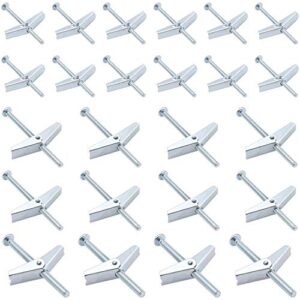 HELIFOUNER 24 Pieces Toggle Bolt and Wing Nut for Hanging Heavy Items on Drywall - 1/8 Inch, 3/16Inch, 1/4Inch