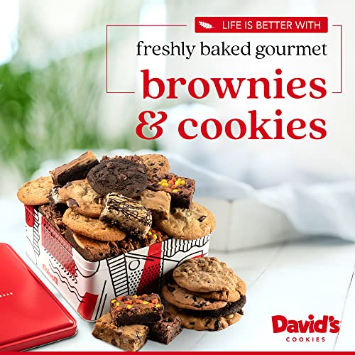 David’s Cookies Gourmet Assorted Cookies and Brownies Gift Basket - 12 x 1.5oz fresh baked cookies and 10 x 2oz individually wrapped brownies - Ideal Gift for Corporate Birthday Fathers Mothers Day Get Well and Other Special Occasions