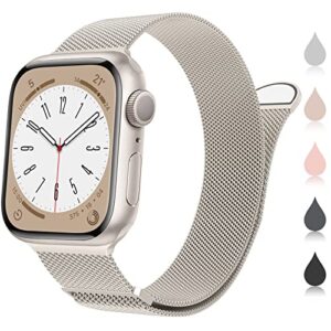 marge plus for apple watch band series ultra 8 7 6 5 4 3 2 1 se 38mm 40mm 41mm 42mm 44mm 45mm 49mm women and men, stainless steel mesh loop magnetic clasp replacement for iwatch bands (41mm/40mm/38mm, a–starlight).