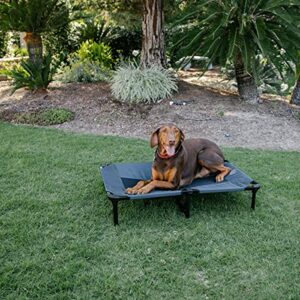 lucky dog 42” elevated pet bed cot | indoor & outdoor use | gray