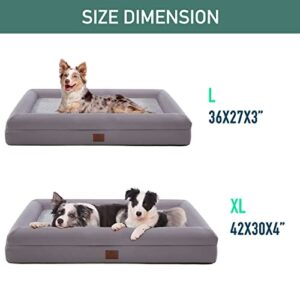 Eterish Orthopedic Dog Bed for Large Dogs (3 inches Thick) Plush 4 Sides Pet Bed L Grey Large (Pack of 1)